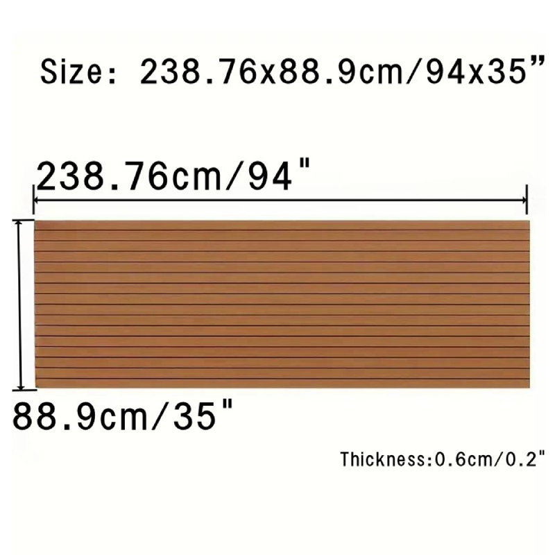 Tapis de plancher en teck synthétique EVA, Brun, L 35 po x L 94 po