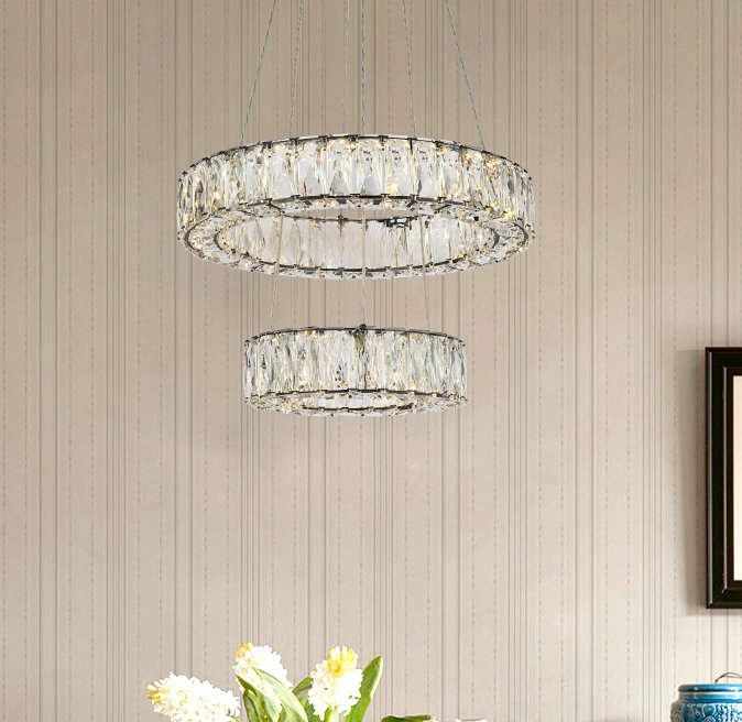 Lustre ovale en cristal 2 lumières Steveson, H 12 po x l 18 po x P 18 po, Noir