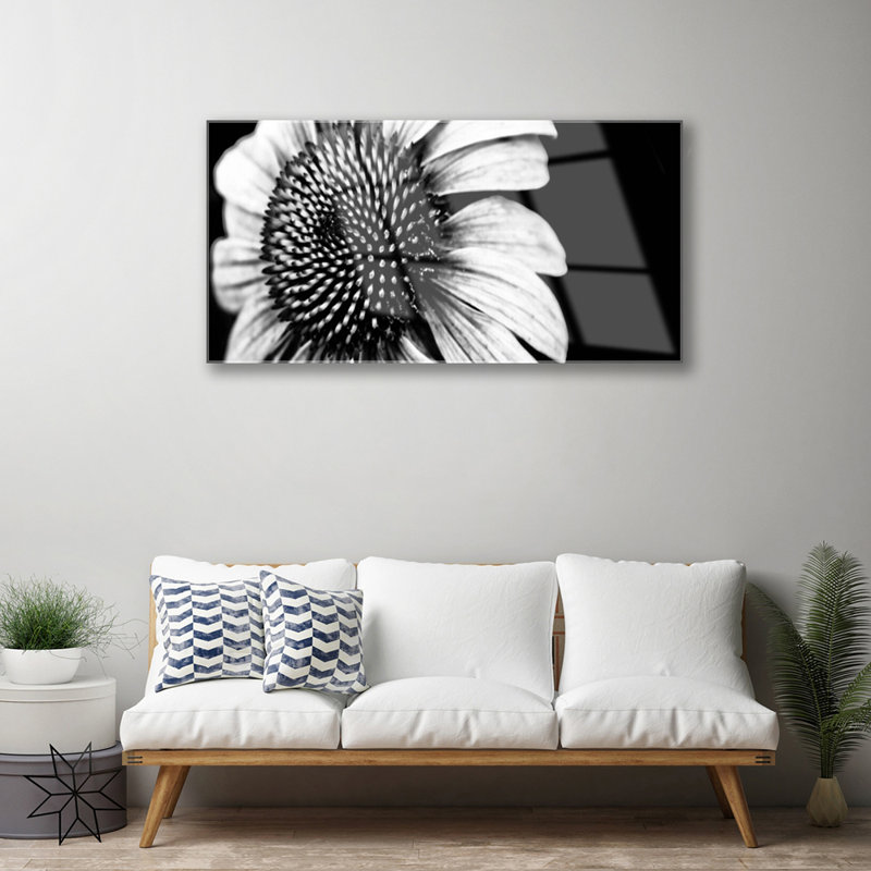 Glass Print Wall Art 100X50cm Image Printed On Glass Decorative Wall Picture Behind Toughened / Tempered Safety Real Glass For Kitchen & Living Room Theme: Flower Floral