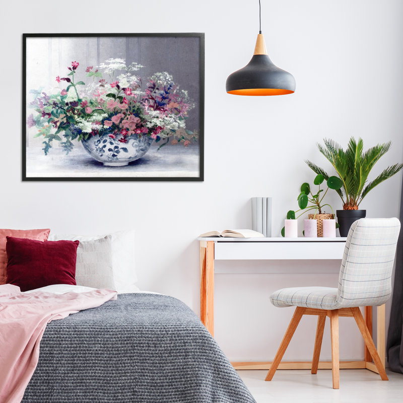 Vase Painterly Elegant, Giclée encadrée noir minuit, H 24 po x l 30 po