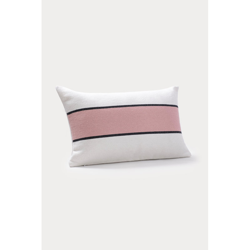 Blush Cotton Rectangular Throw Pillow with Zipper Closure