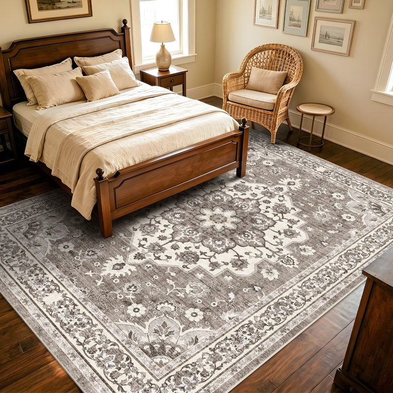 Tapis d'entrée lavable 5 x 8 po: Tapis de couloir de cuisine de ferme Tapis de sol large et doux résistant à l'eau pour salle de bain, tapis antidérapant pour salon, chambre à coucher, salle à manger (beige)