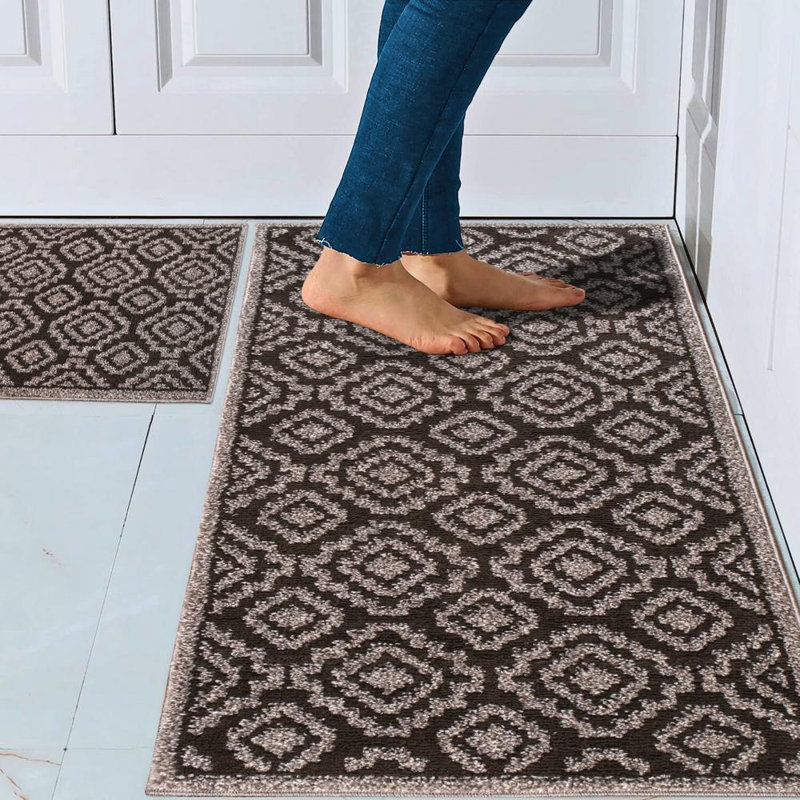 Sinath Kitchen Mat 2 piece Non Slip Washable Set Sinath Kitchen Mat 2 piece, Rectangle 48" x 20" + 30" x 20"