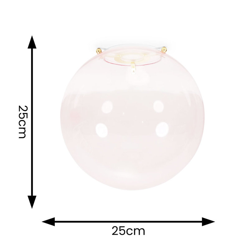 Frenchie 25cm H Glass Globe Pendant Shade ( Clip On ) in Pink
