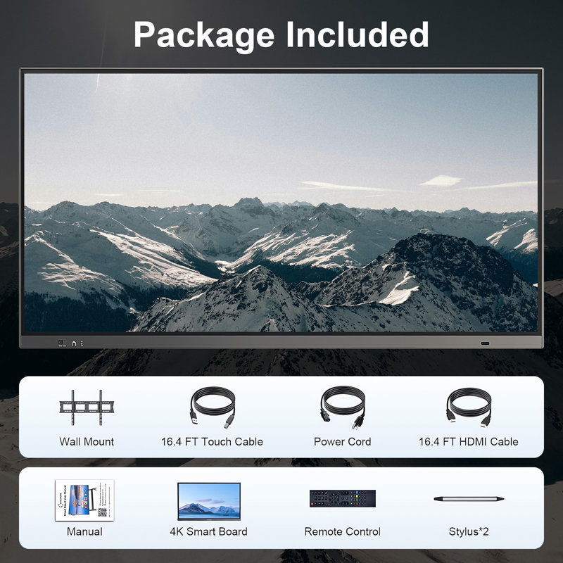 Écran tactile JYXCN Smart Board - affichage interactif écoénergétique (certifié TUV), H 58,37 po x L 34,8 po x l 40,94 po