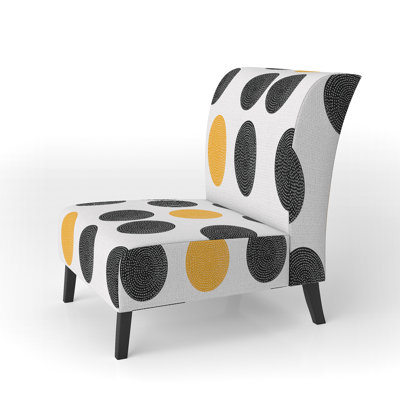 Yellow And Black Circle Pattern - Upholstered Patterned Accent Slipper Chair