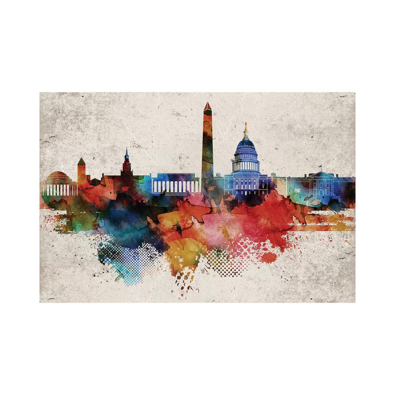 Washington Abstract - Print on Canvas, Wrapped Canvas, 30.48cm H x 45.72cm W x 1.91cm D