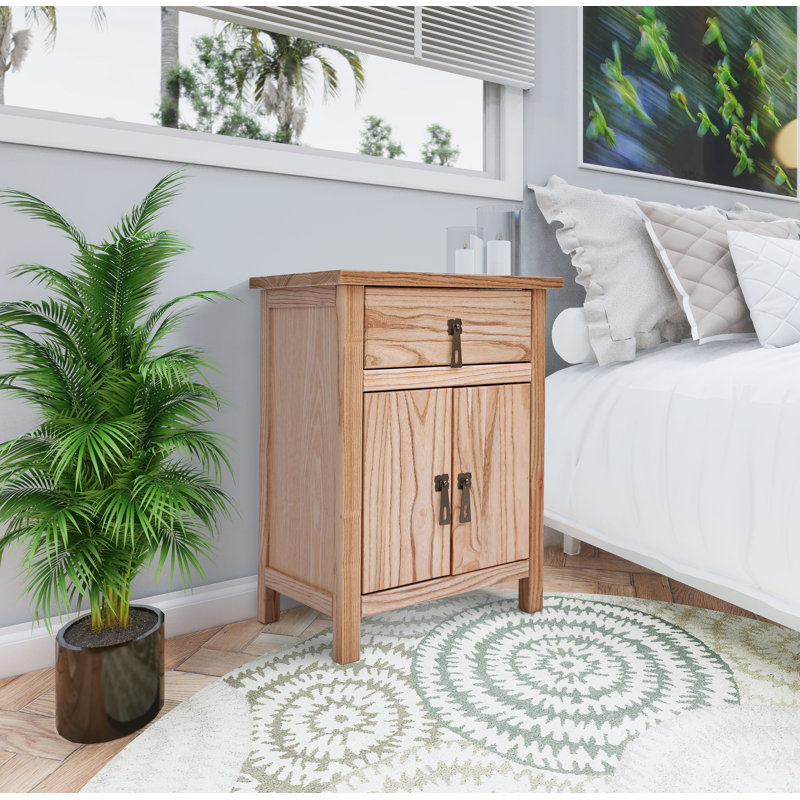 Jaquez 40cm W Solid Wood Bedside Table