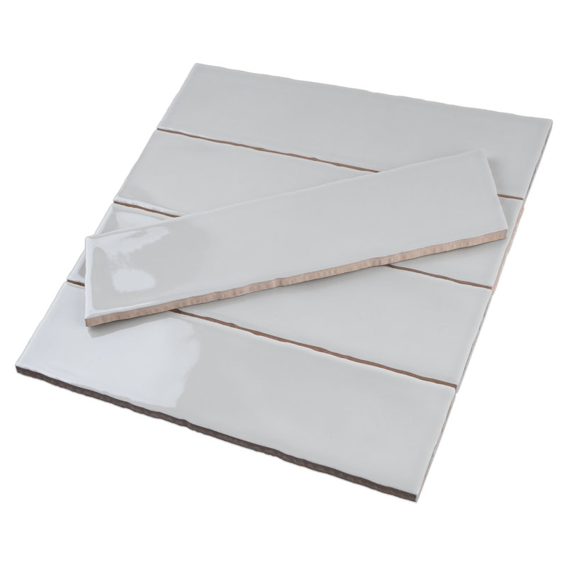 Rustic 2.95 in. X 11.81 in. Polished Ceramic Subway Wall Tile, Light Gray