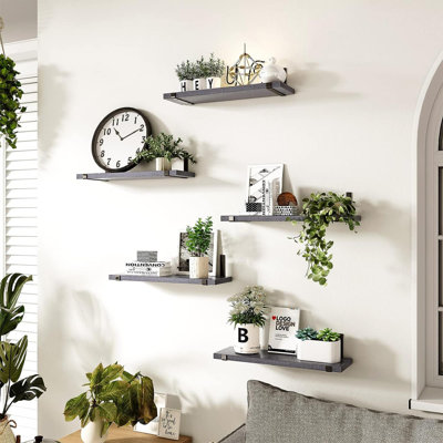 Alarins 5 Piece Wood Floating Shelf