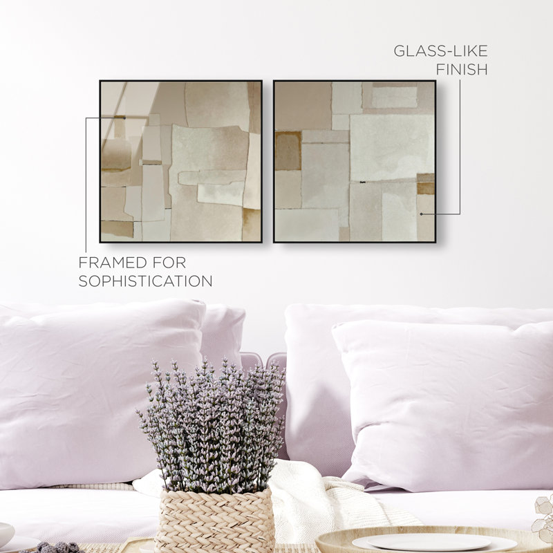 Vanilla Set High-Gloss Frameless Acrylic Glass Wall Art Abstract Print by Oliver Gal, Ready to Hang, 12 x 12, 13"H x 13"W