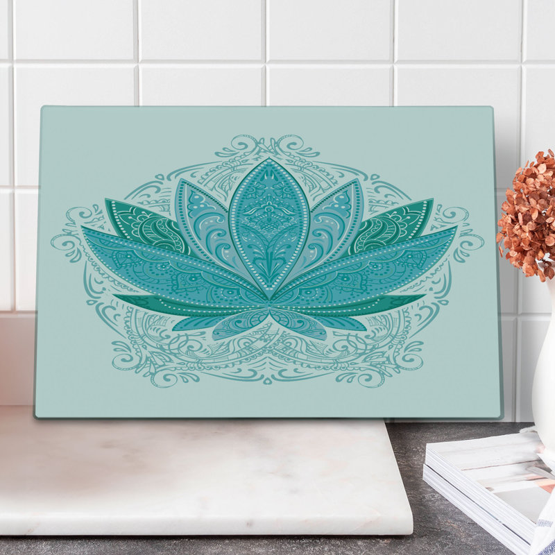 Planche à découper Ambesonne grande taille Mandala Lotus motif bleu ciel sarcelle