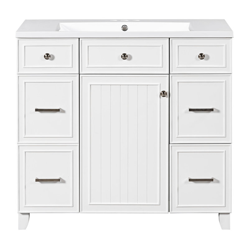 Meuble-lavabo simple avec plateau en résine Milous, Blanc