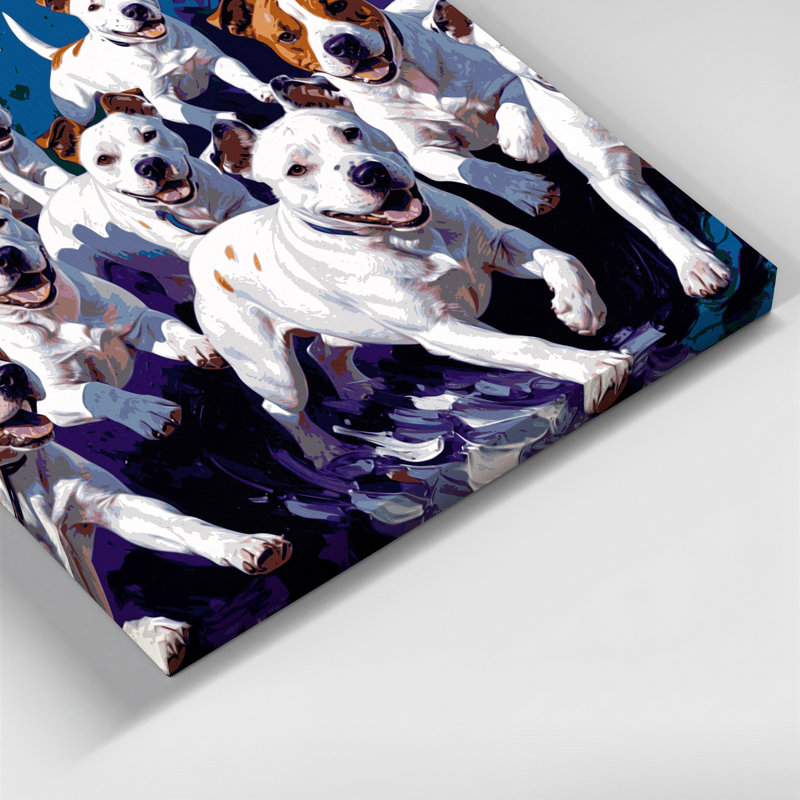 «Dogs Miniature Bull Terrier», art mural sur toile mauve, H 12 po x l 12 po