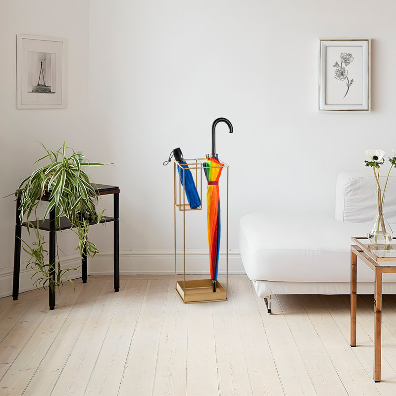Élégant porte-parapluies en métal, finition dorée, 7,9 po x 7,9 po x 24 po | Fabrication 100% durable en métal | Élégant accessoire pour la maison et le bureau, parfait pour les entrées et les couloirs, conception peu encombrante