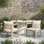 Fauteuils de salle à manger d'extérieur modernes en bois d'acacia avec coussins Modern Coastal
