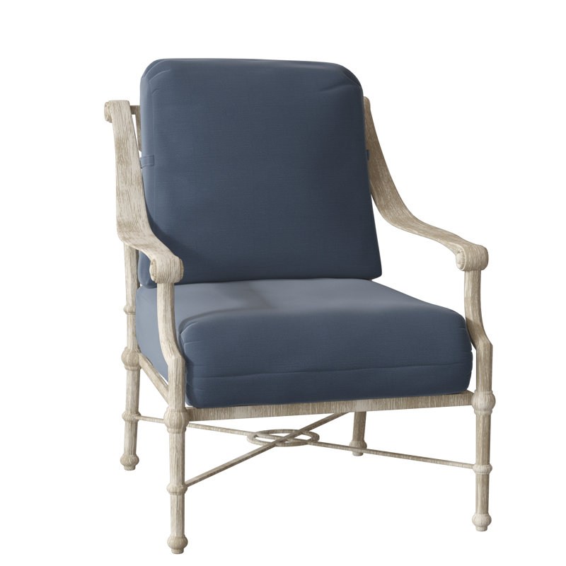 Delphi Aluminum Outdoor Lounge Chair, Pewter, Spectrum Denim Sunbrella® Plainweave