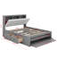 Grand lit plateforme en bois avec tête de lit, 4 tiroirs et range-chaussures, construction en pin massif, assemblage facile-2112048687