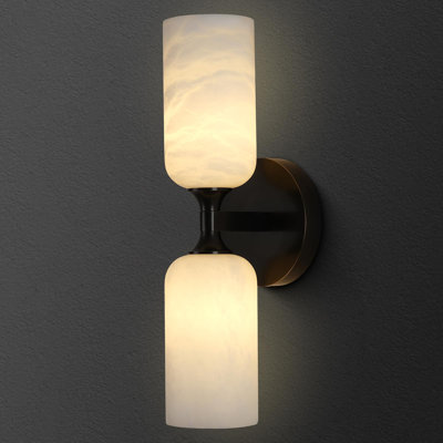 1-Light Solid Brass LED Wall Mounted Sconce With Alabaster Shade(Bulbs Included)