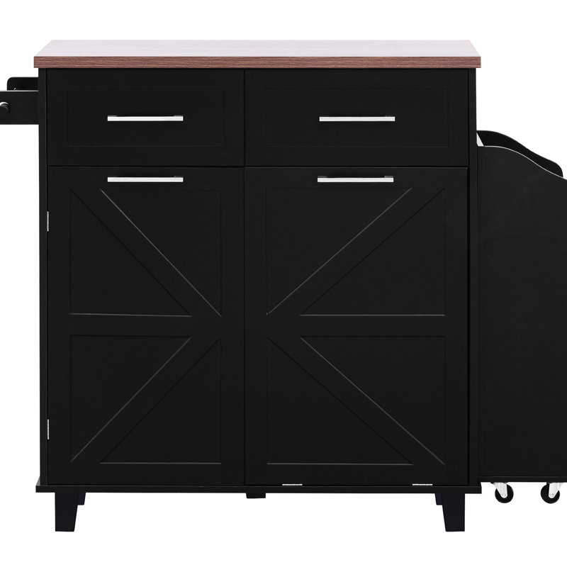 Style Kitchen Island, Drop Leaf, 2 Drawers, 9 Wheels, Adjustable Shelf 47.2-Inch Island With Removable Mobile Side Shelf, Pot Organizer, And Lockable Wheels For