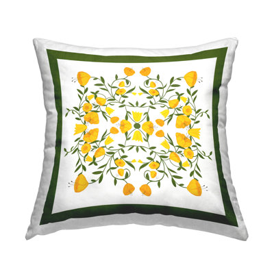 Coussin décoratif Stupell Industries Golden Blooms Symmetry Design par Michelle Ingari Designs