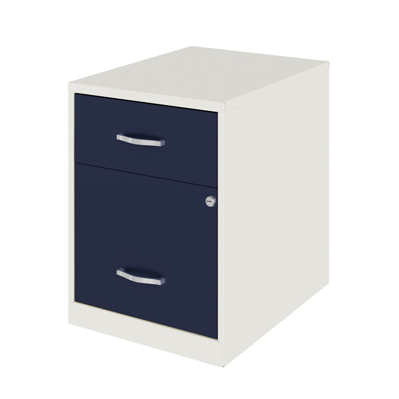 Eslow 14.25'' Wide Steel File Cabinet, Navy/White