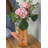 Serene Spaces Living 4" Orange Palm Etched Glass Hurricane – Dual-Purpose Design, Elegant Artisanal Craftsmanship, Candle Holder, Flower Arrangment, Floral Vase, Table Centerpiece-2088604440