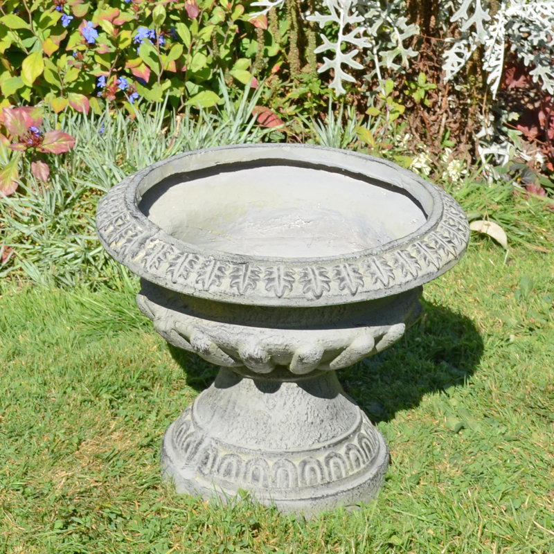 Humphreys FLUTED URN Low 28cm Verdigris Effect, Grey