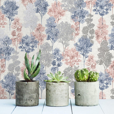 Alaziah Whinfell Tree Wallpaper Textured Metallic Roll