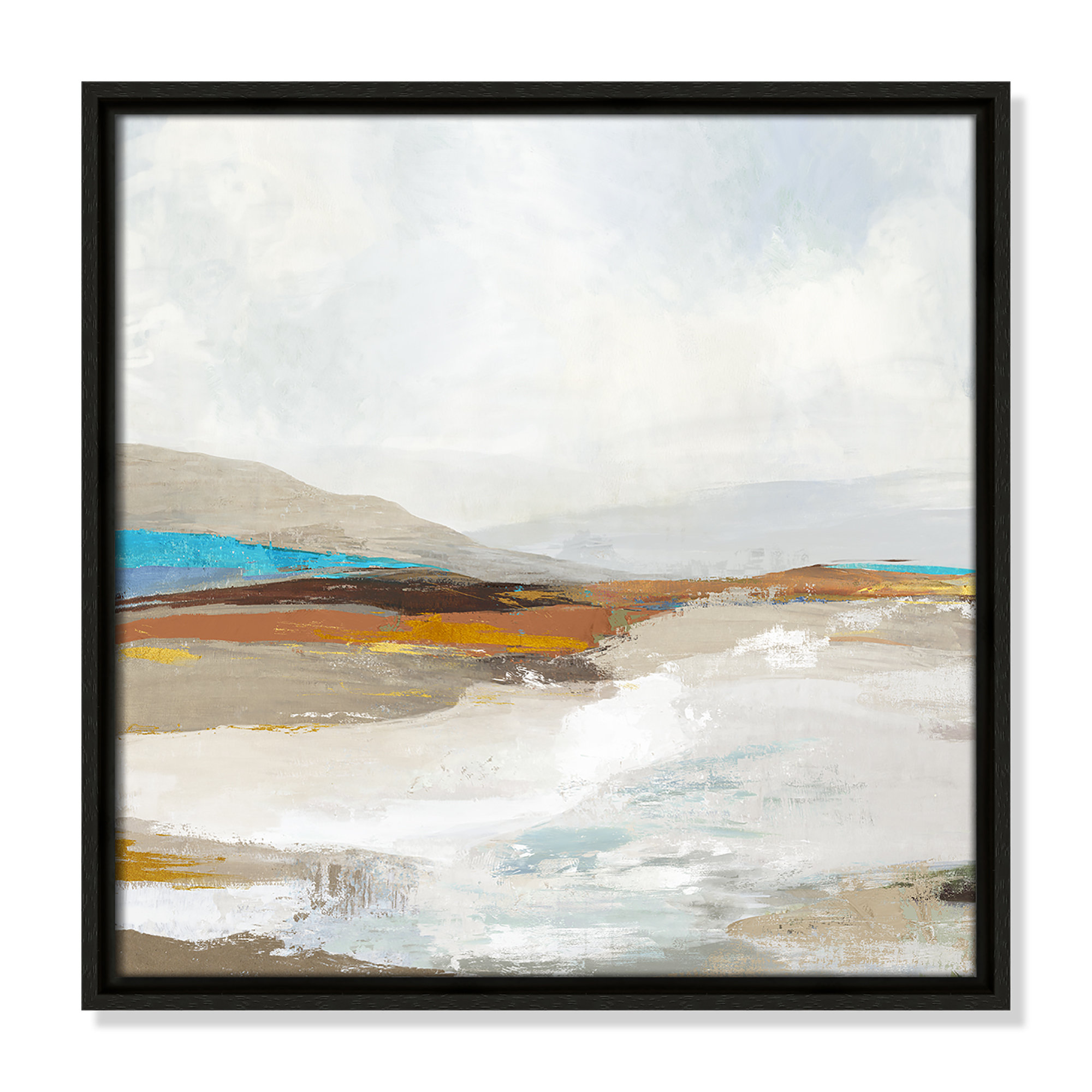 Soft Sea I by Allison Pearce - Floater Frame Print on Canvas, Espresso Framed, 17.5" H x 17.5" W