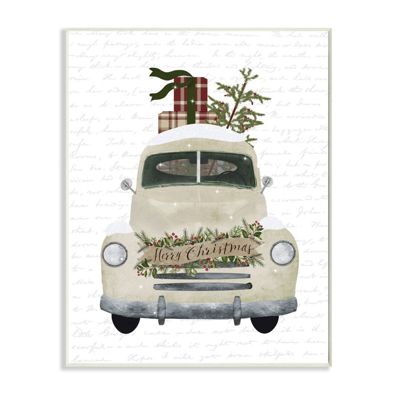 «Merry Christmas Snow Covered Truck», impression, Plaque murale, H 15 po x l 10 po