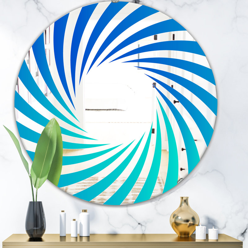 Gradien lignes bleues - miroir moderne, H 23,6 po x l 23,6 po