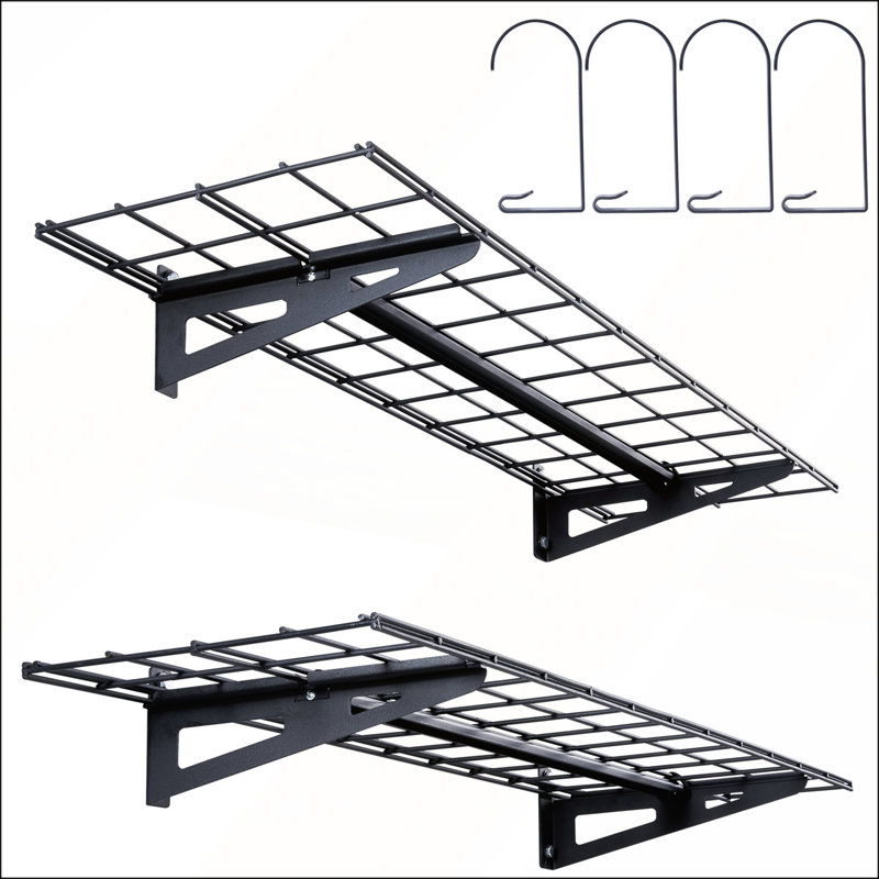 Étagère de garage robuste, paquet de 2, supports muraux 4 x 1 pi, capacité de charge de 400 lb, idéale pour organiser les outils et l'équipement