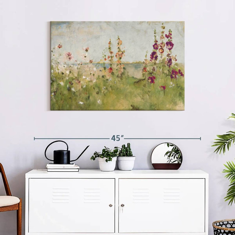 Alvord Hollyhocks By The Sea, H 24 po x l 36 po