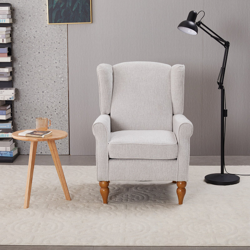 Ensemble de fauteuil et table basse avec pieds en bois robustes, Beige