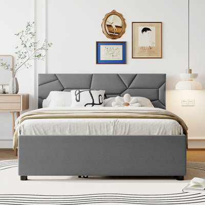 Lit plateforme tapissier avec lit gigogne