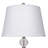 28.5-inch tall metal table lamp, satin nickel finish, spherical design, linen shade