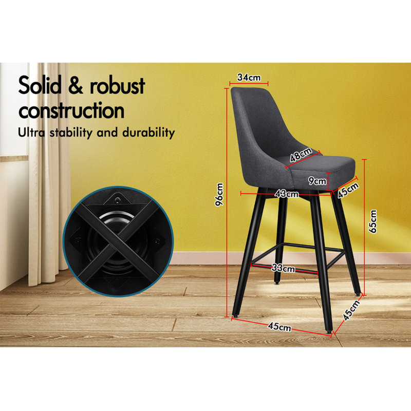 Langione Upholstered Counter Stool, Grey
