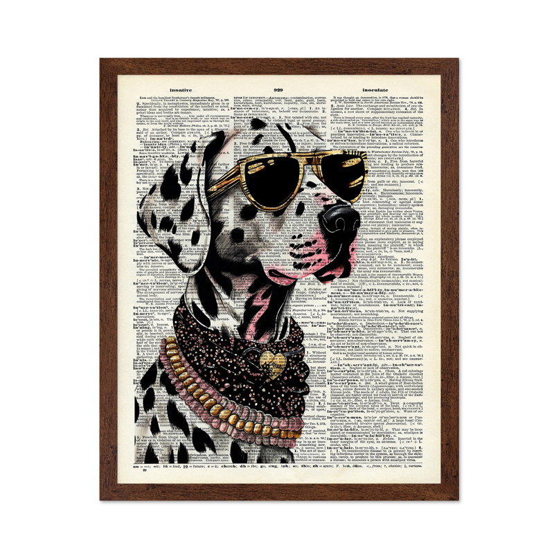 Dalmatien dans des verres No3, Poster, 16"H x 20"W, Brown Framed