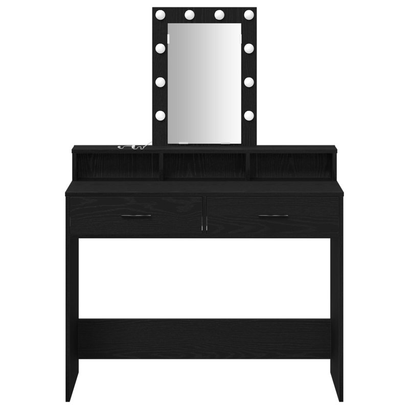 100 X 41 X 140 Cm Mirror Vanity Table, Black Oak