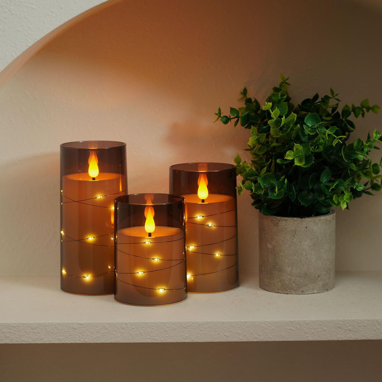The Holiday Aisle® Flameless Candles 3 Set, Flickering Battery Operated ...
