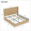 Structure de lit très grand Mid-Century en bois cannelé, tête de lit haute à oreilles, plateforme à profil bas, assemblage facile pour les chambres à coucher-151399390