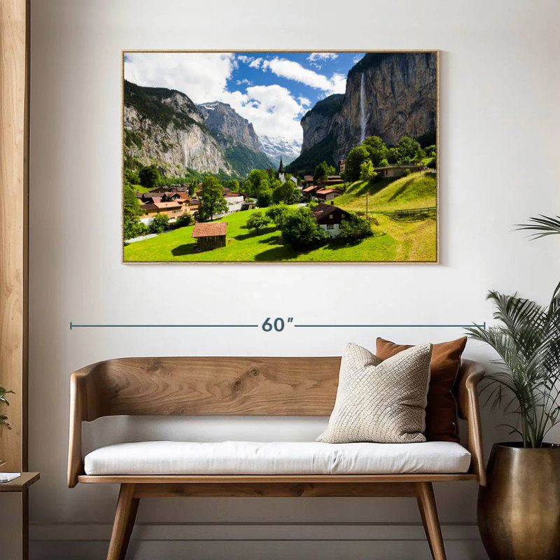 Scénique Lauterbrunnen, Cadre flottant en bois naturel, 46 po x 31 po
