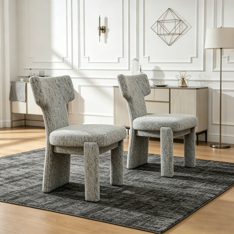 Ensemble de chaises de salle à manger rembourrées de 22,05 po de largeur, Blanc + noir - 2 pièces