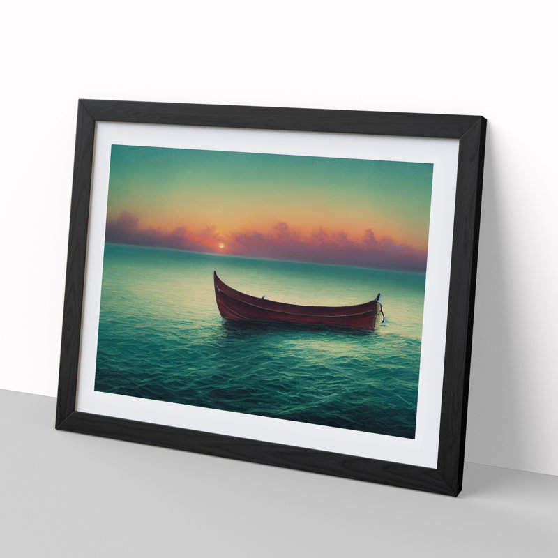 Mesmerising Boat - Single Picture Frame Painting, Black, 46cm H x 64cm W x 2cm D