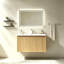Meuble-lavabo suspendu double vasque de 122 cm (48 po) avec rangement dissimulé et armoire sous-vasque contemporaine, chêne jaune-789063267-789063271