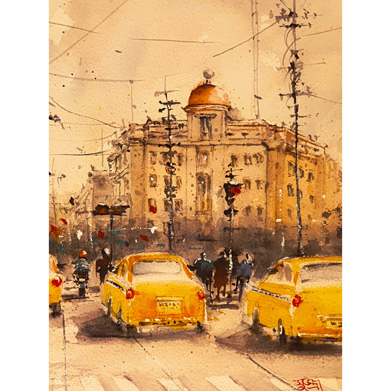 Esplan Kolkata | Aquarelle sur papier | Par Subhadra Sarkar