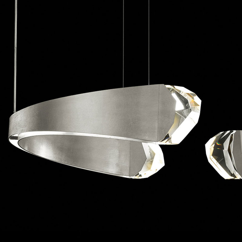 Strata 12 - Light LED Unique/Statement Pendant, Silver Leaf