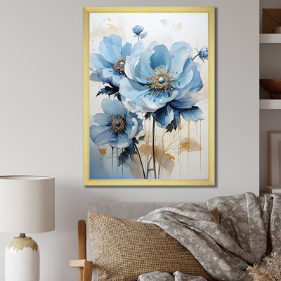 " Blue Minimalism Daisy Flower II "