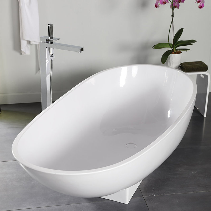 Alia 70.25'' L Freestanding Soaking Bathtub, Gloss White